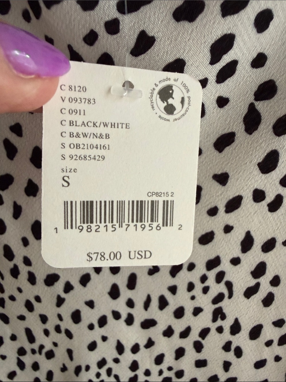 NWT Free People Dalmatian White Midi Skirt with Black Spot Print Size S - Picture 6 of 12